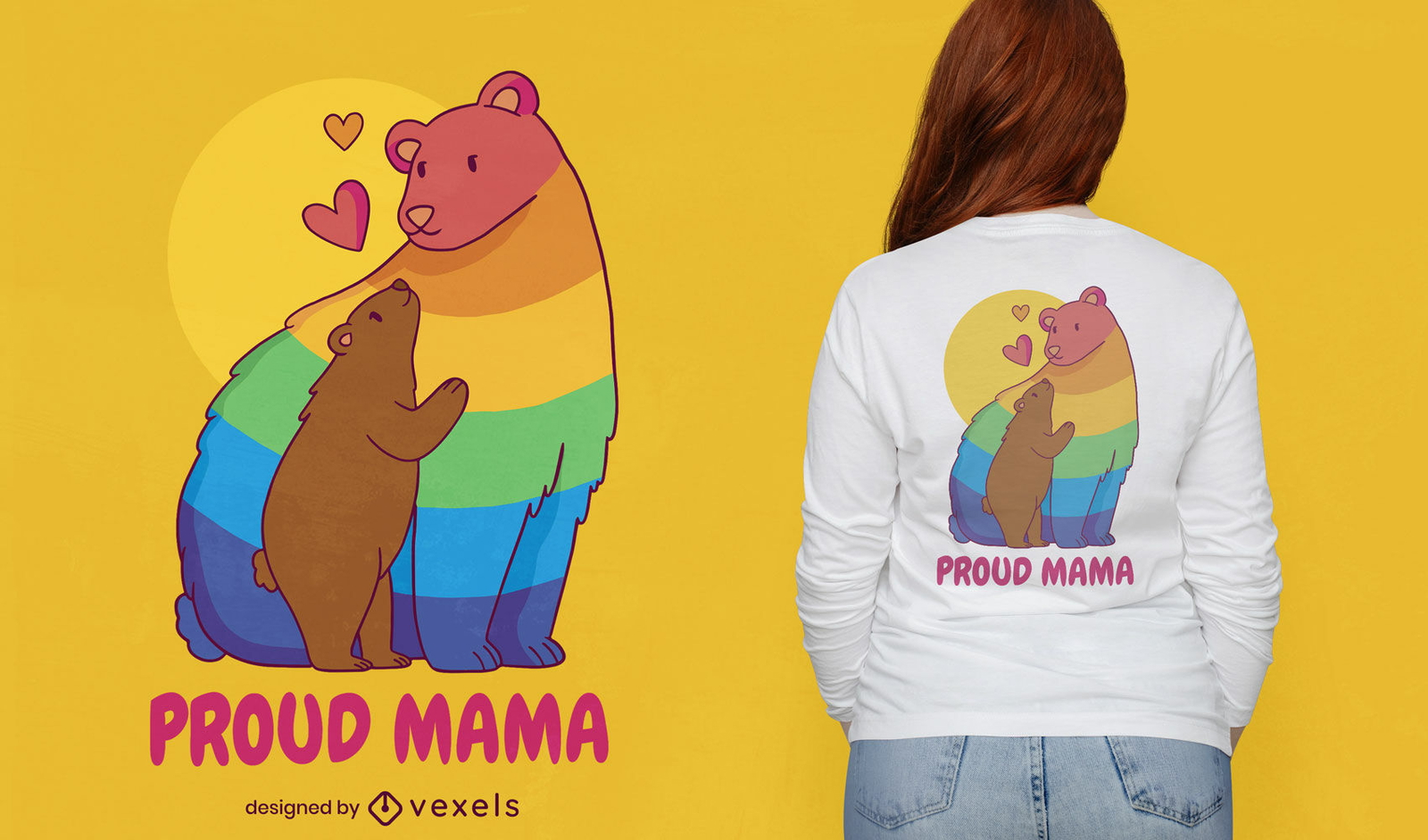 Design de camiseta da mamãe ursa arco-íris