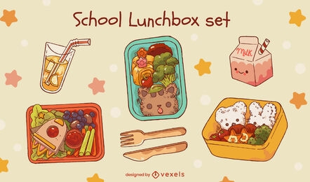 Cute school lunchbox set