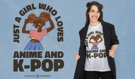 Anime and k-pop black girl t-shirt design