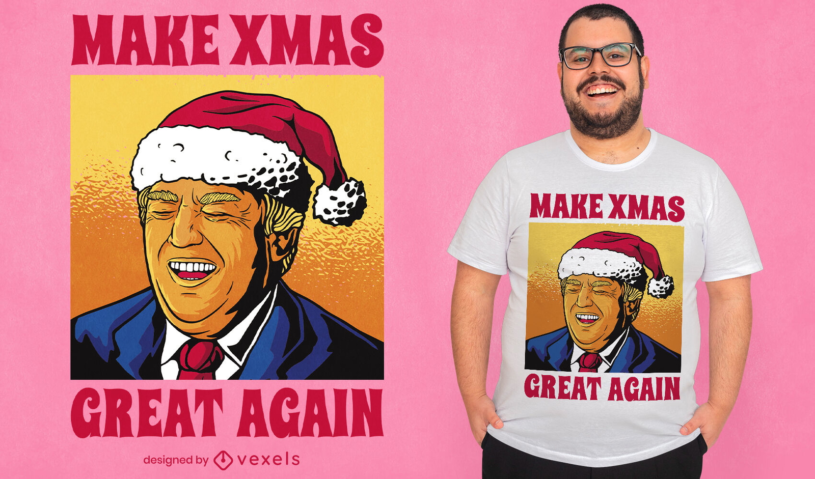 Diseño de camiseta de navidad trump santa claus