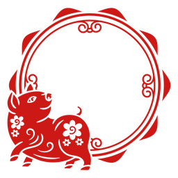 Lunar year cut out frame pig PNG Design