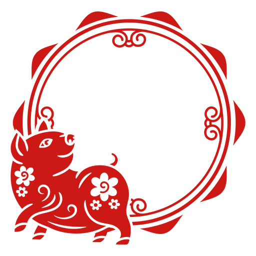 Lunar year cut out frame pig PNG Design