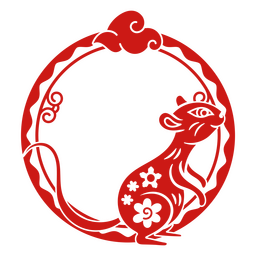 Mondjahr ausgeschnittene Rahmenratte PNG-Design