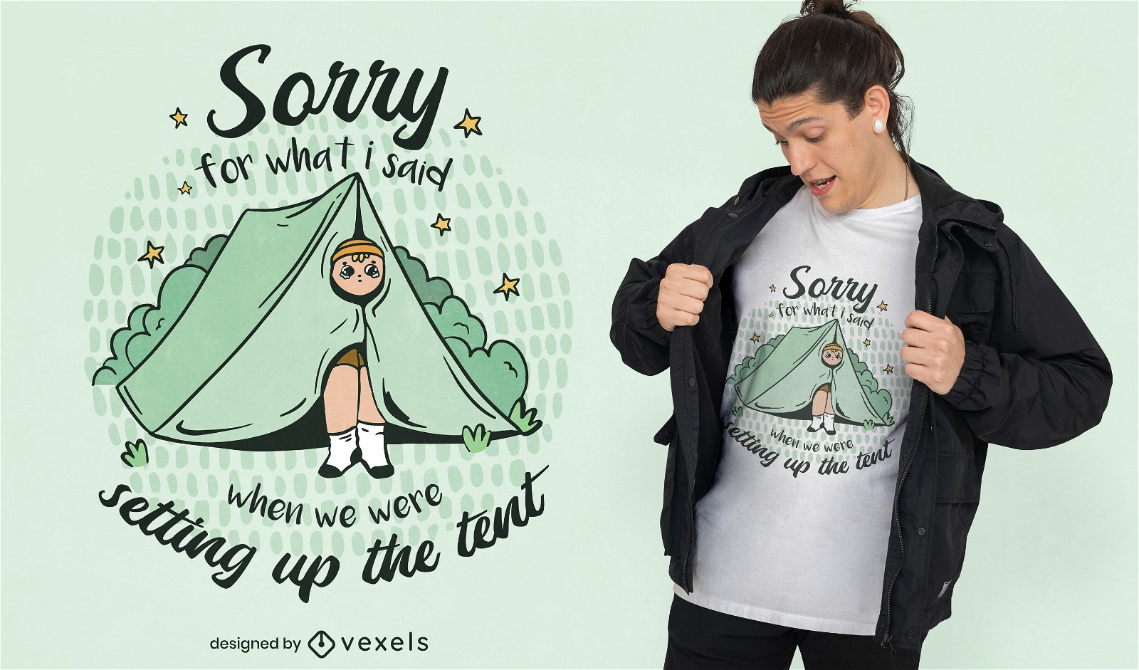 Sorry camping tent quote t-shirt design