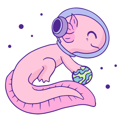 Axolotl cute playing space PNG Design