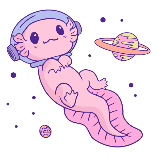 Axolotl cute planets PNG Design
