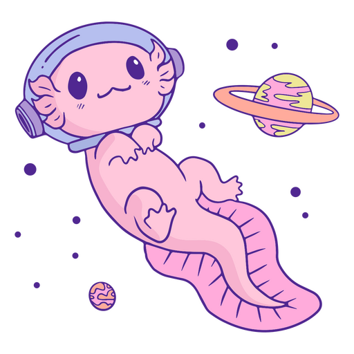 Axolotl süße Planeten PNG-Design