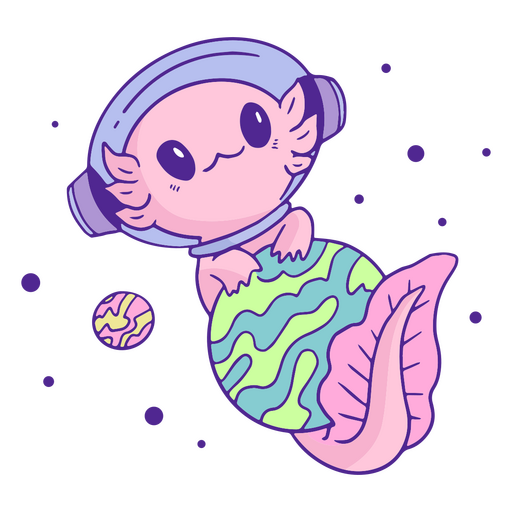 Axolotl fofo no espa?o Desenho PNG