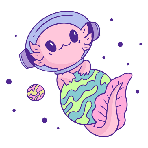 Axolotl fofo no espaço Desenho PNG