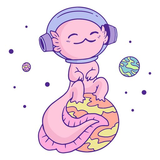 Espaço bonito de Axolotl Desenho PNG