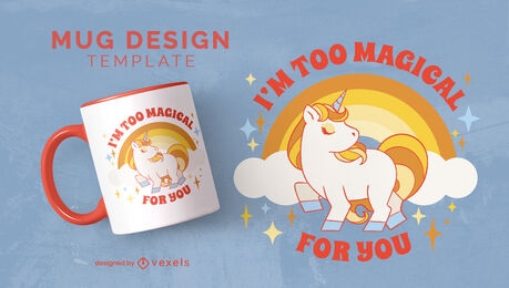 Magical unicorn creature mug template