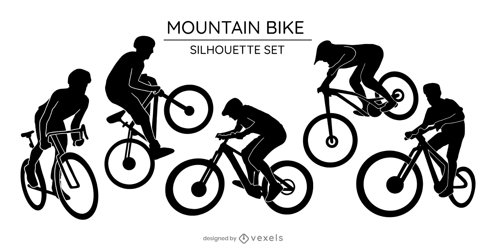 Conjunto de silhueta de hobby de bicicleta de montanha