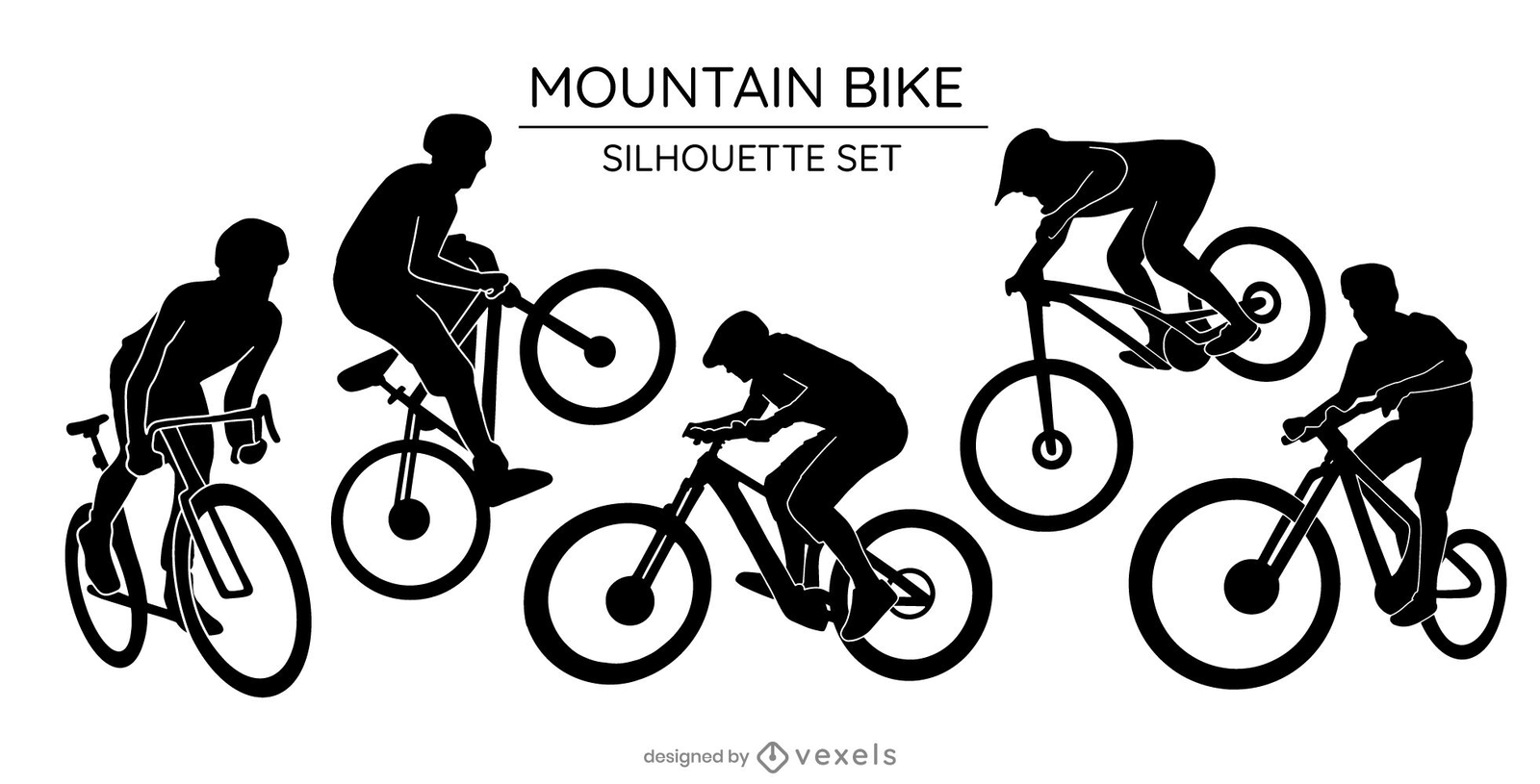 Conjunto de silueta de hobby de bicicleta de montaña