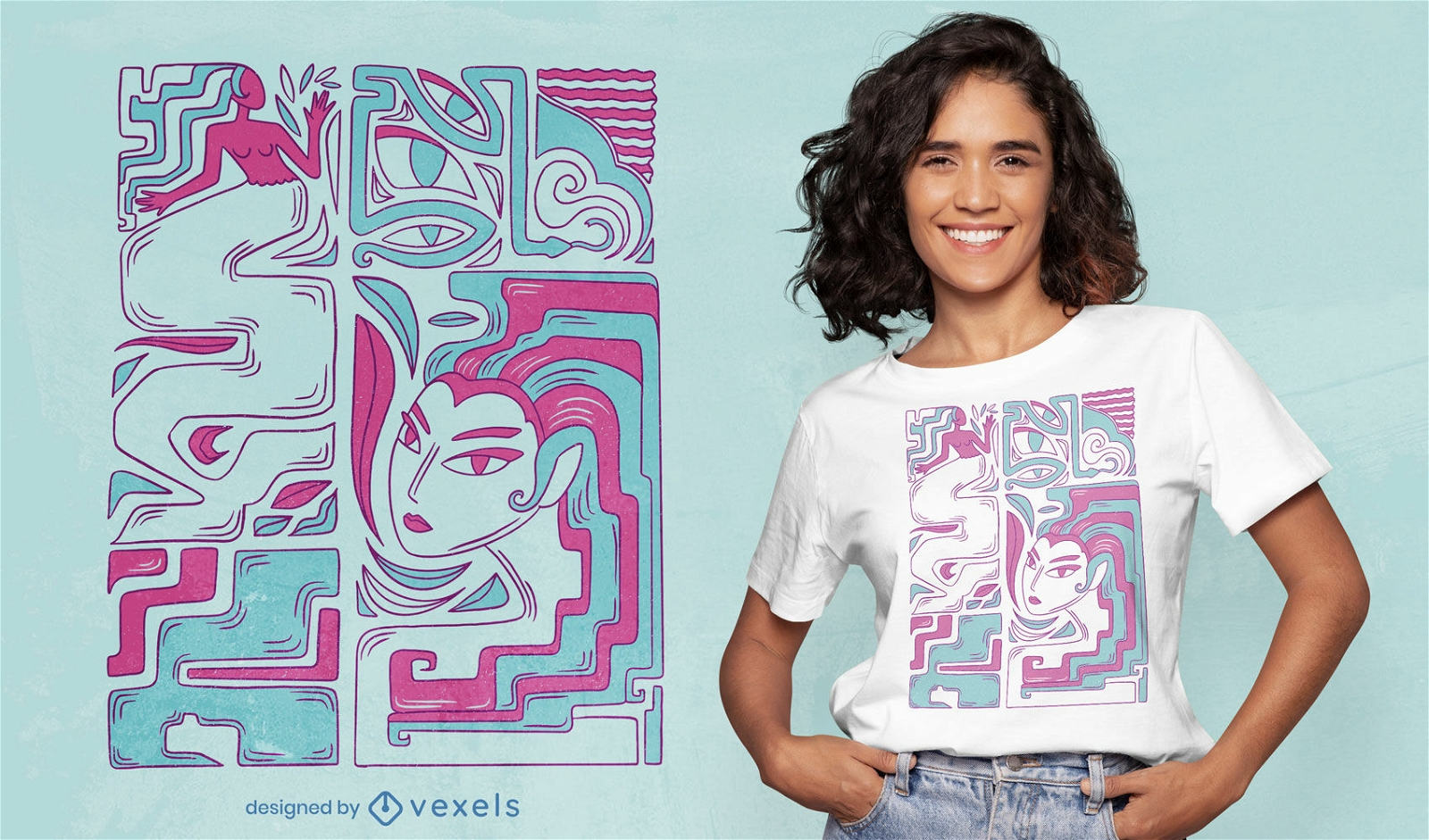 Abstraktes Meerjungfrau-Natur-Wasser-T-Shirt-Design