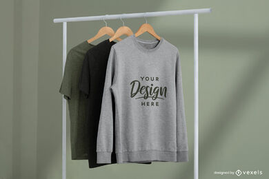 Sweatshirt mit T-Shirts auf Kleiderbügelmodell