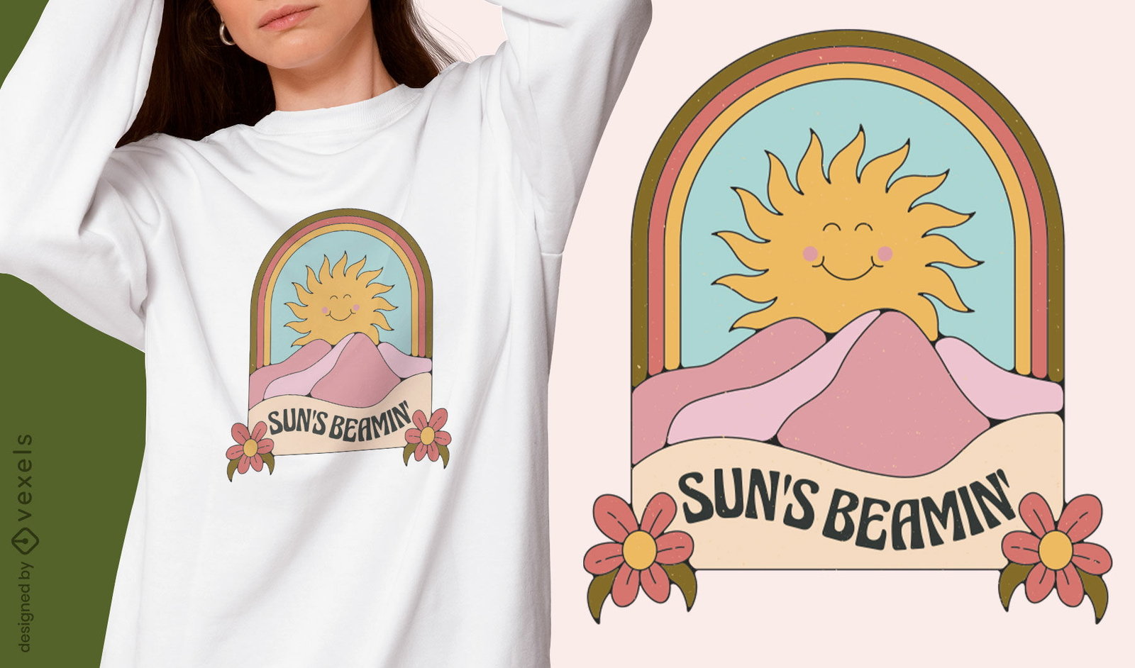 Precioso diseño de camiseta con efecto de sol.