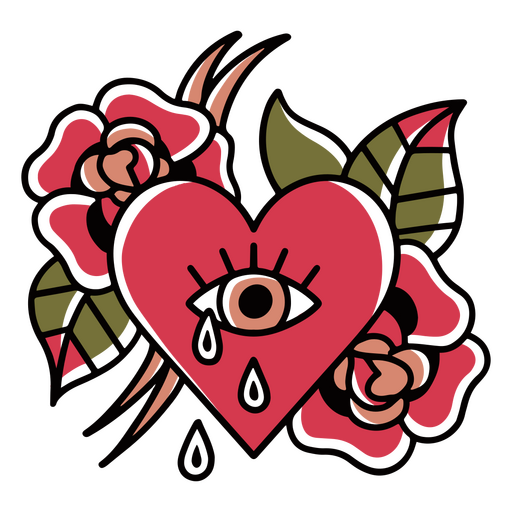 Rose heart tattoo PNG Design