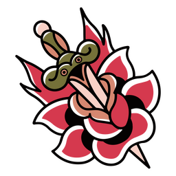 Rosendolch-Tätowierung PNG-Design