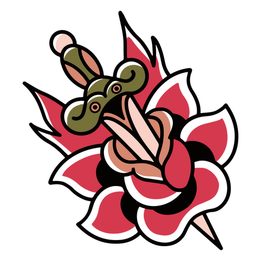 tatuagem de adaga de rosa Desenho PNG
