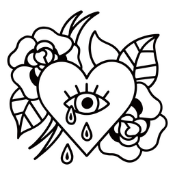 Rose Flower Heart Tattoo PNG & SVG Design For T-Shirts