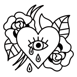 tatuagem de coração de flor rosa Transparent PNG