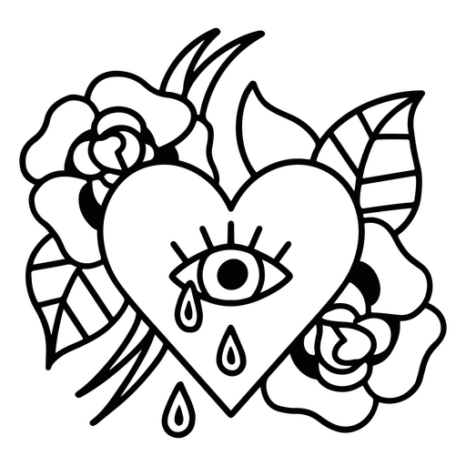 tatuagem de coração de flor rosa Desenho PNG