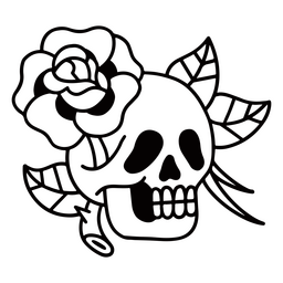 Rose skull tattoo PNG Design