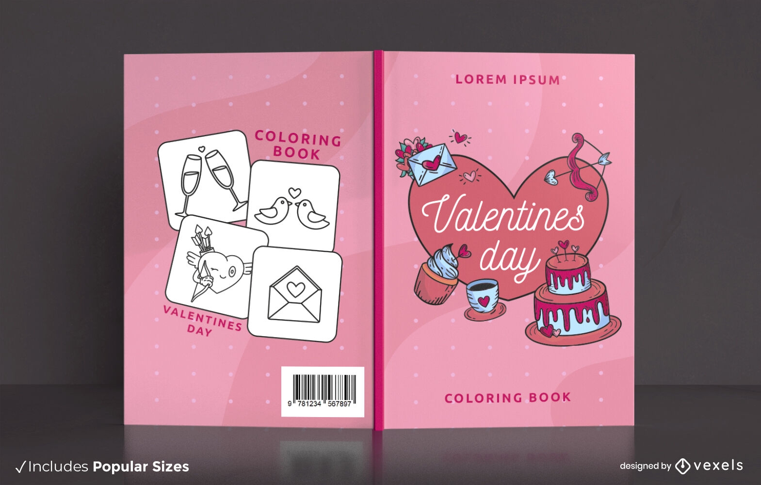 Diseño de portada de libro para colorear de San Valentín