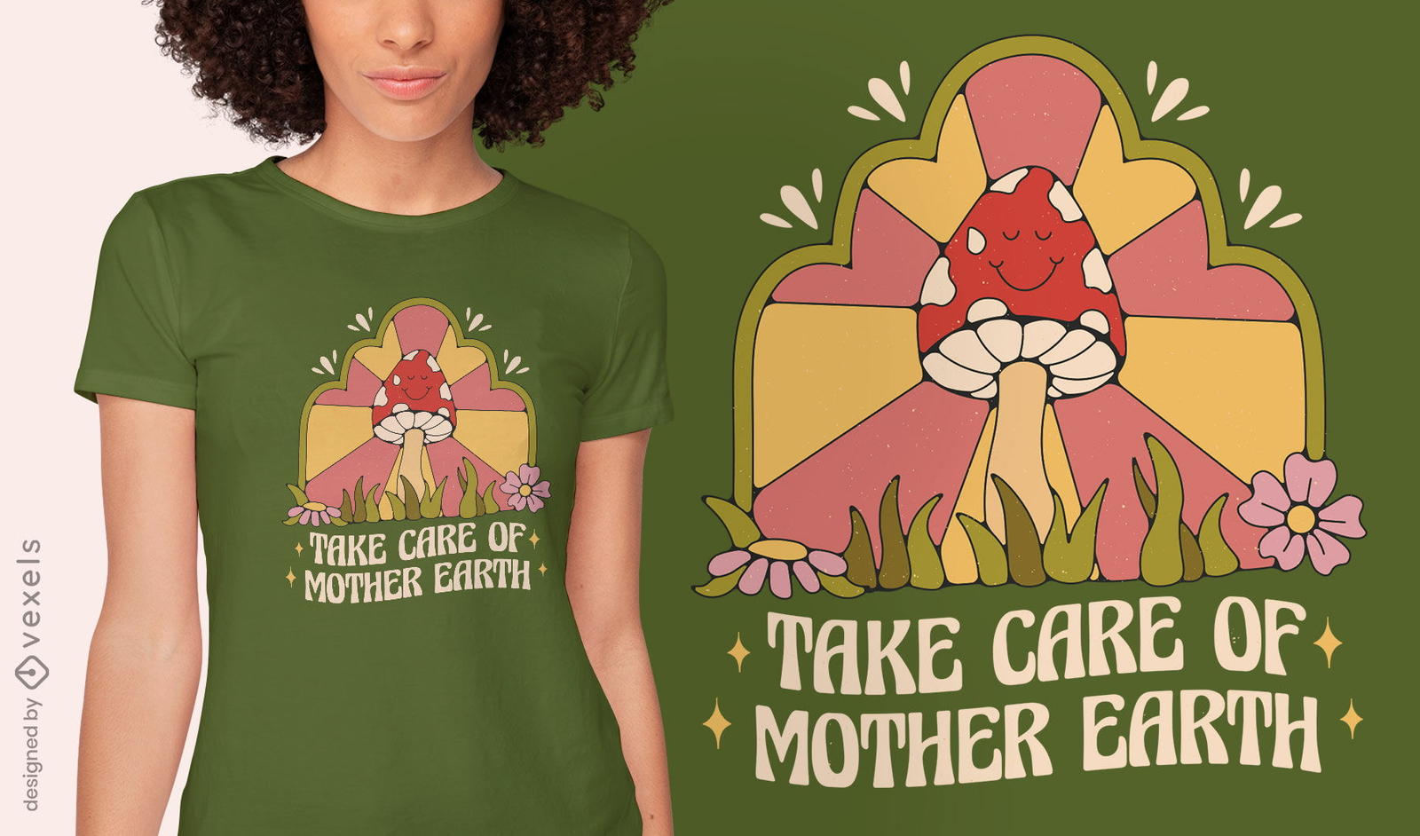 Design de camisetas de fungos da Mãe Terra