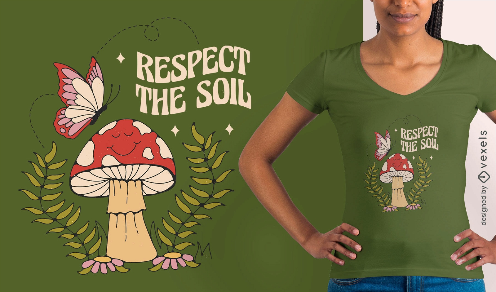 Design de camisetas em forma de cogumelo Soul hippie