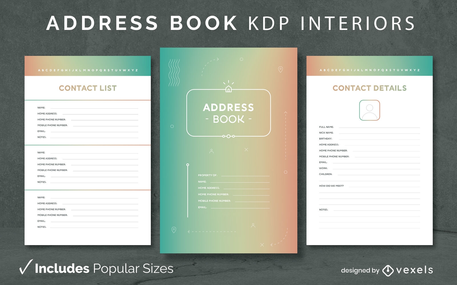 Address book journal template KDP interior design
