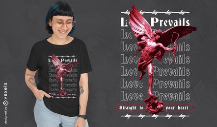 O amor prevalece design de t-shirt psd cupido