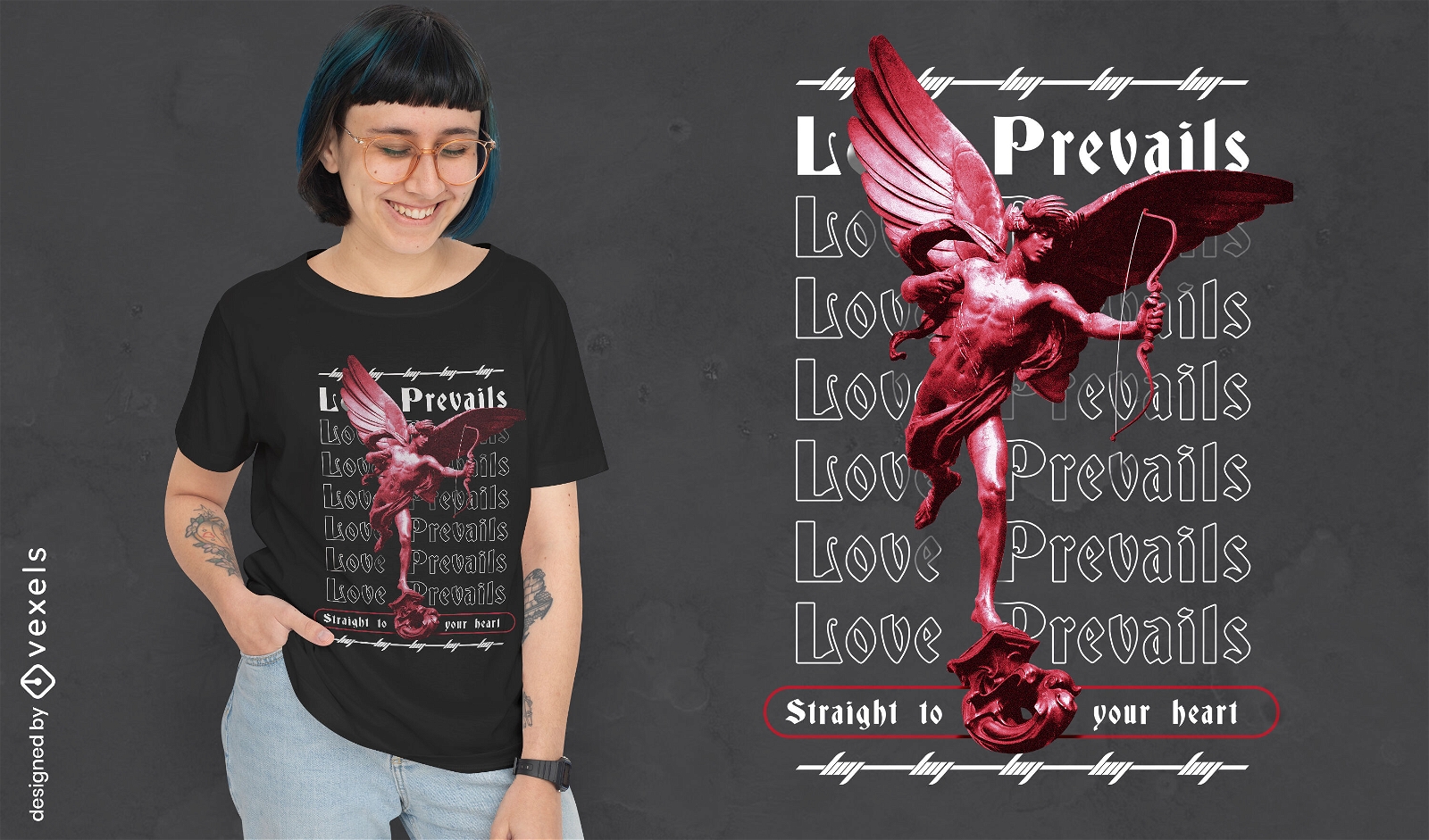 Love prevails cupid psd t-shirt design