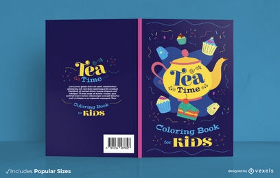 Diseño de portada de libro para colorear de la hora del té