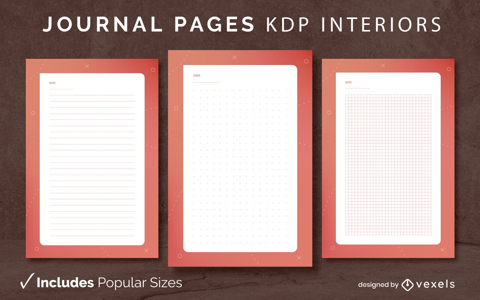 Journal red frames design template KDP