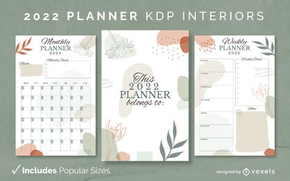 2022 planner abstract design template KDP