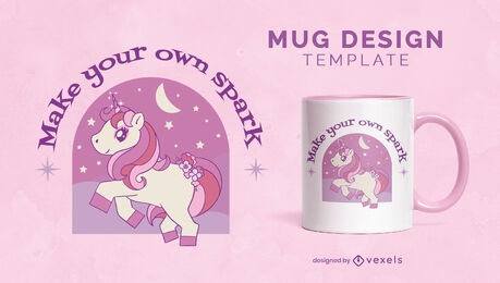 Pink unicorn mug template