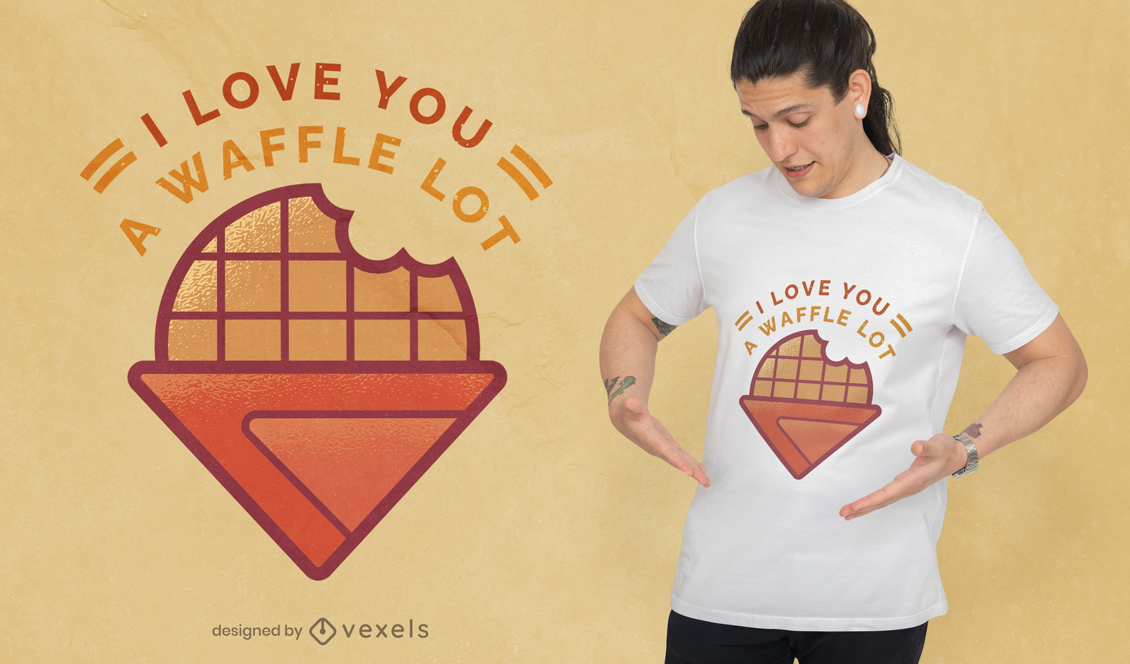 Design de camiseta com citação de amor waffle