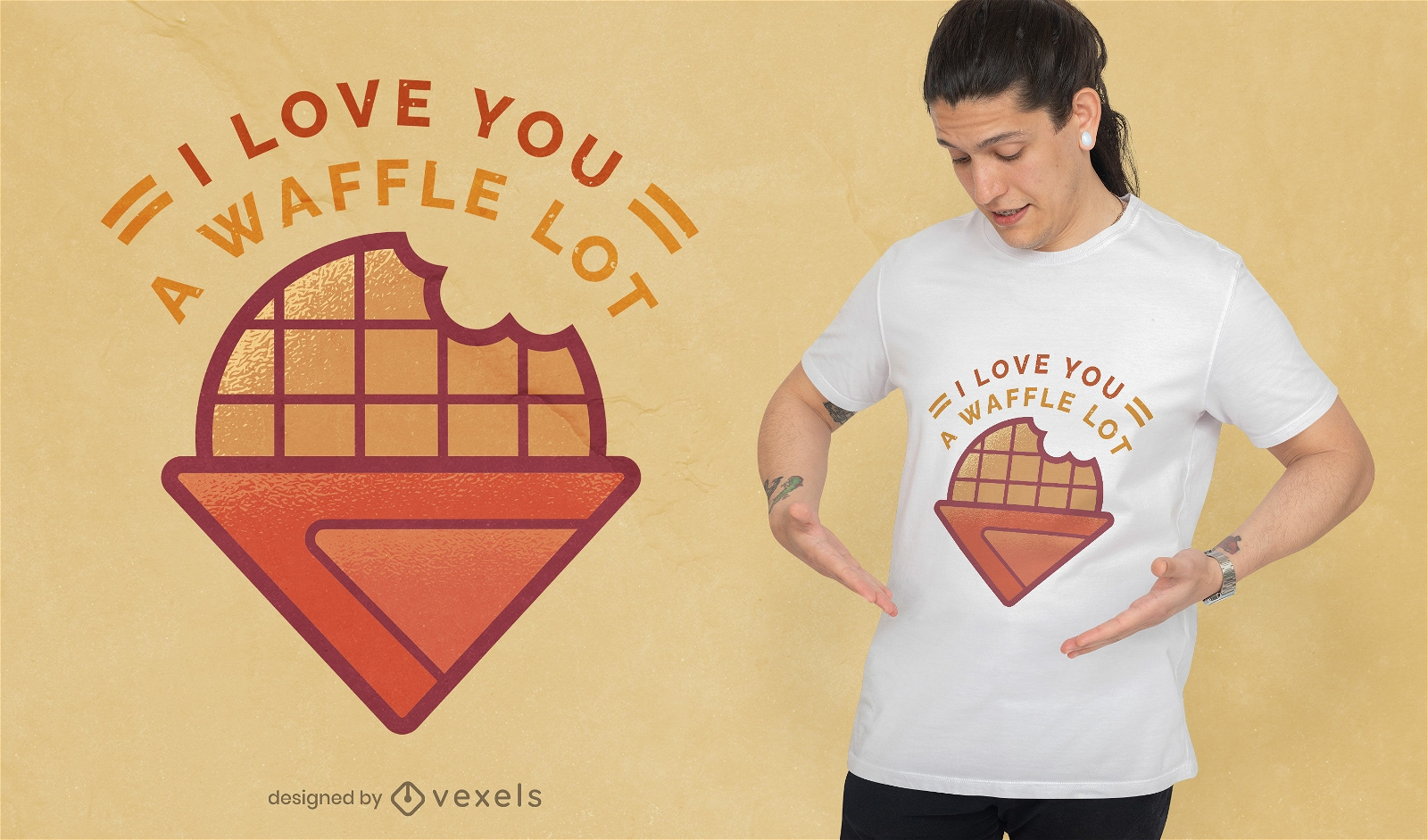 Diseño de camiseta waffle love quote