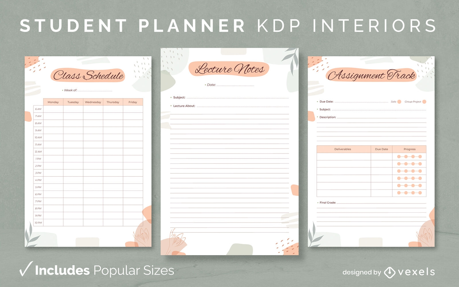 Plantilla de diseño de diario de planificador de estudiante KDP