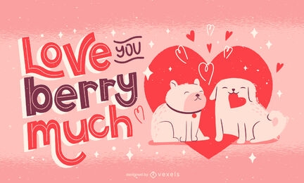 Ilustración de perros enamorados del día de san valentín