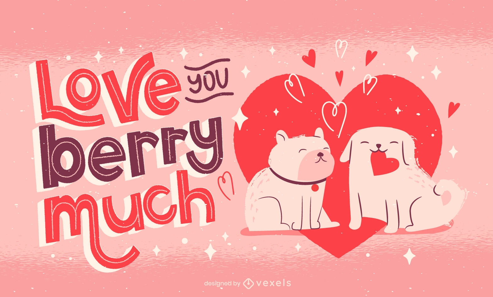 Valentines day dogs in love illustration