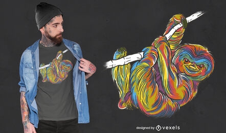 Design colorido de t-shirt de animal preguiça