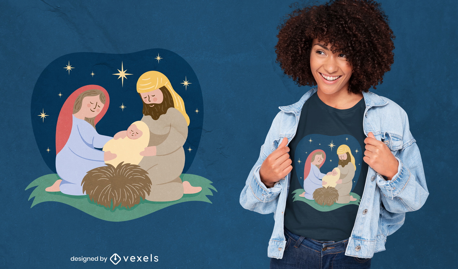 Diseño de camiseta de escena religiosa cristiana.