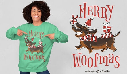 Diseño de camiseta de feliz navidad perro juego de palabras