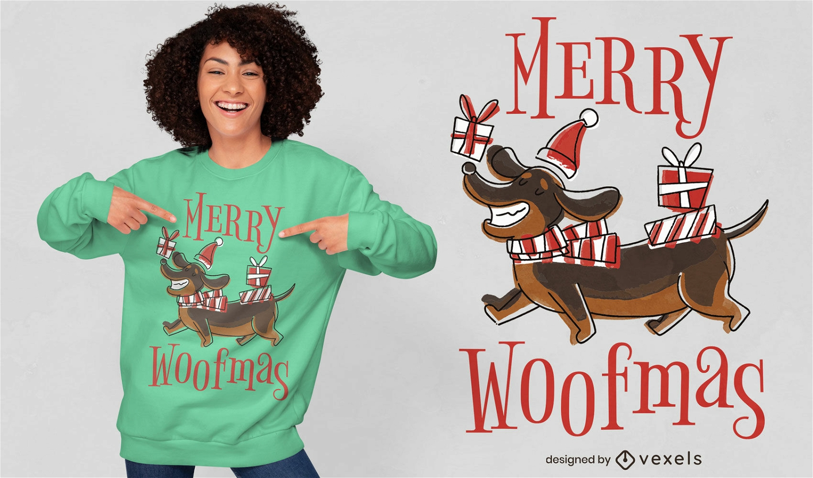 Frohe Weihnachten Hund Wortspiel T-Shirt Design
