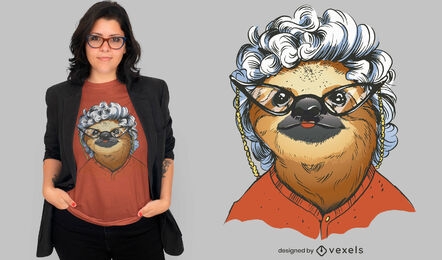 Old lady sloth t-shirt design