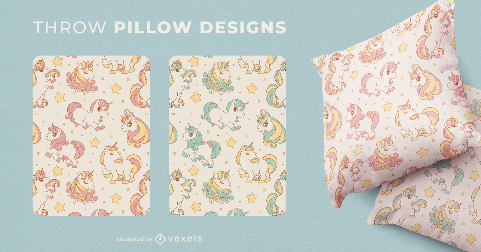Unicorn cute throw pillow designs