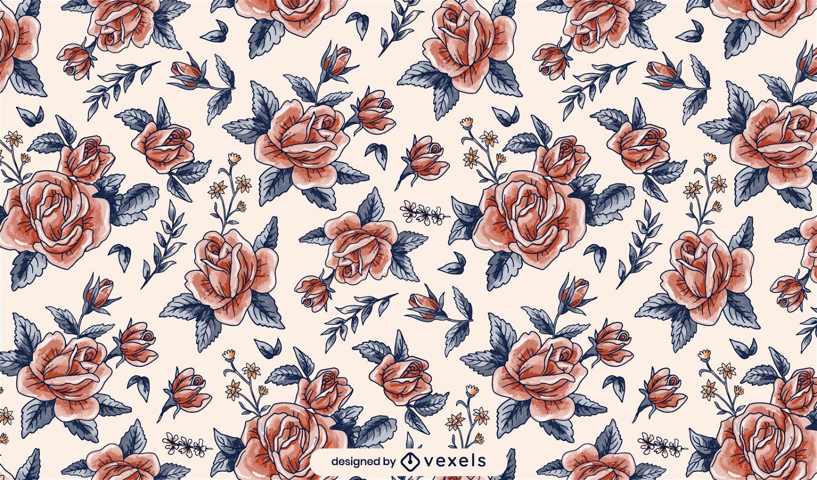 Rose watercolor pattern design