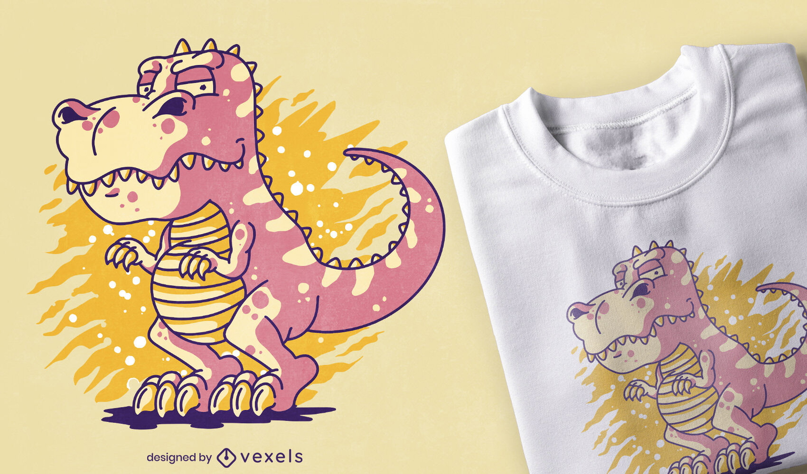 Diseño de camiseta de dinosaurio t-rex rosa